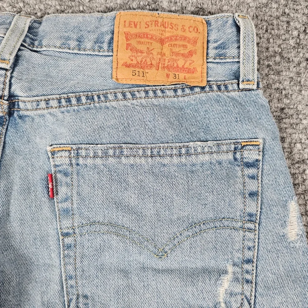 Levis 511 W31 Light Wash Denim‎ Distressed Cut Off Jean Shorts Jorts
